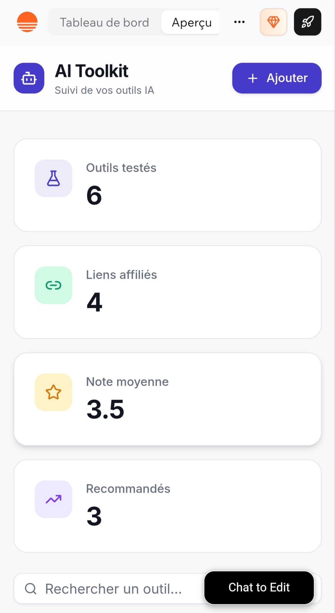 Application générée par Base44 - exemple de résultat